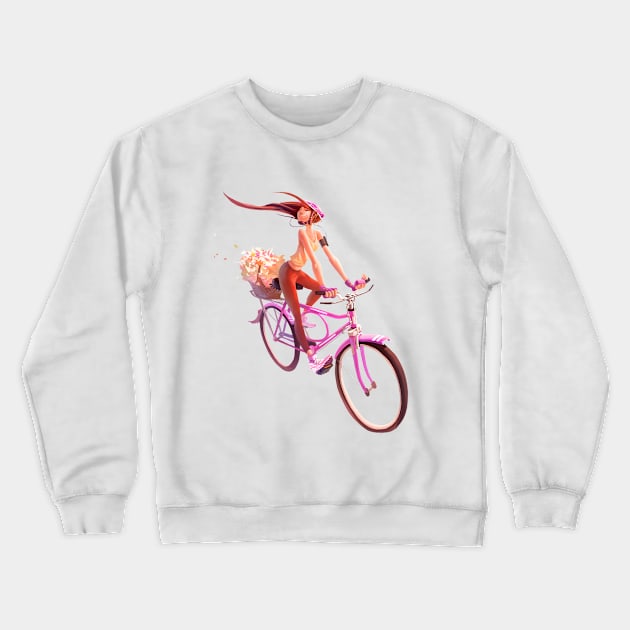 Bike girl Crewneck Sweatshirt by tiagosousa